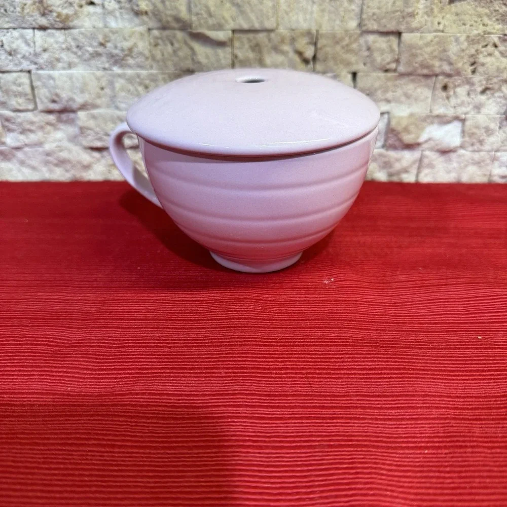 Tea Forte Cafe Teacup w/ Vented Lid Pink Porcelain Steeps 8 oz  Keeps Tea Warm!‎